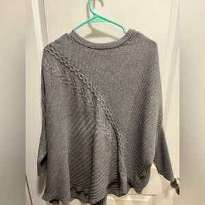 Simply Vera Vera Wang Cable Knit Gray Sweater L/XL Cozy Asymmetrical Hem
